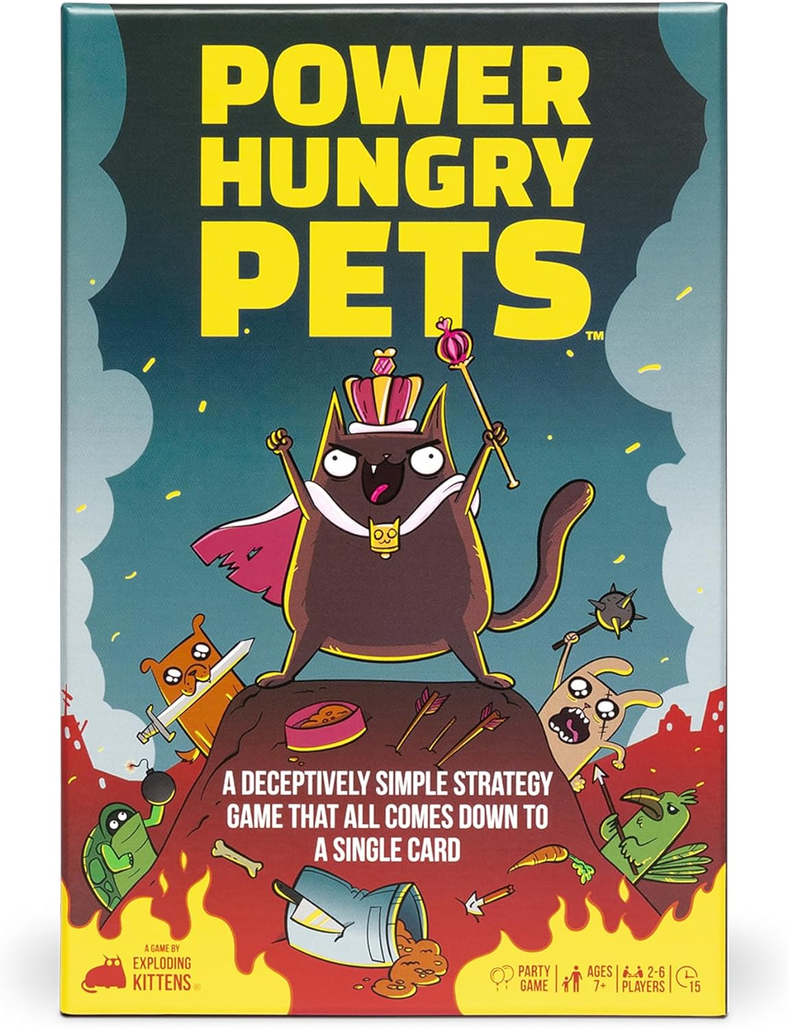 Exploding Kittens LLC Power Hungry Pets: Strategic Card Game - Fun Family Board Game Night Adventure | Ages 7+ | 2-6 Players