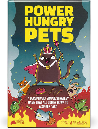 Exploding Kittens LLC Power Hungry Pets: Strategic Card Game - Fun Family Board Game Night Adventure | Ages 7+ | 2-6 Players