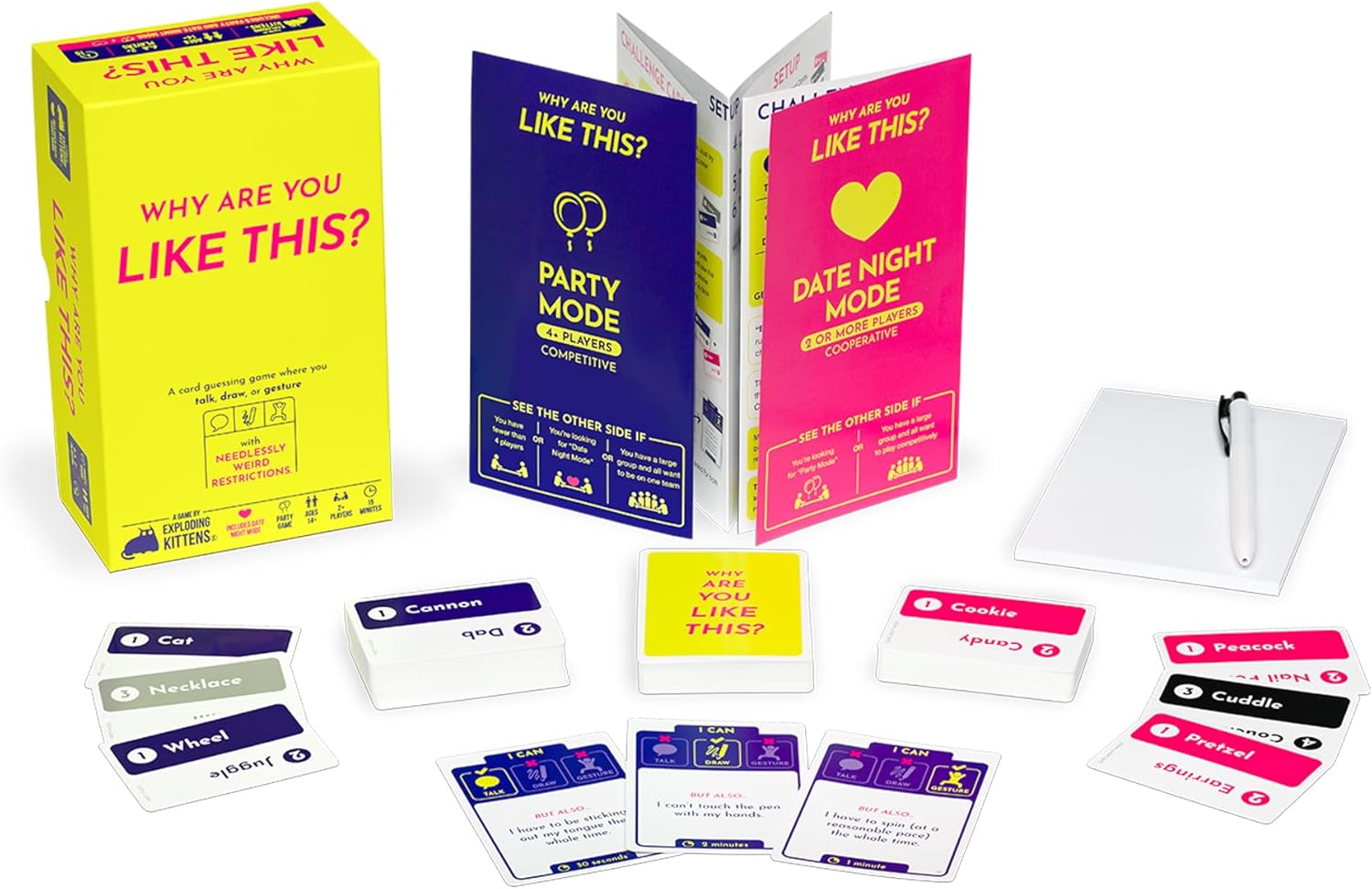 Exploding Kittens Presents: Why Are You Like This? Card & Board Game - A Silly Guessing Game of Talking, Drawing & Gesturing - Fun Party Game for Adults, Teens & Date Nights - 2+ Players, Ages 14+