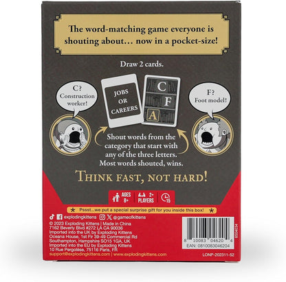 Exploding Kittens Really Loud Librarians Grab & Game by Fast-Paced Word Shouting Fun for Kids Games & Party Games, Ideal for Travel, Game Nights & Parties - Includes 35 Letters, 20 Categories