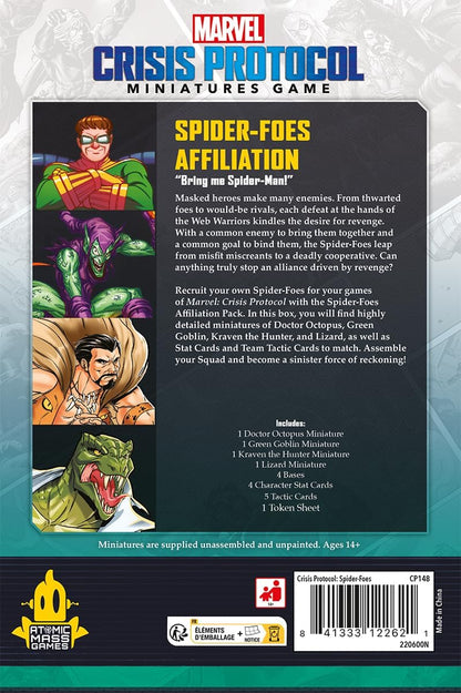 Atomic Mass Games | Marvel Crisis Protocol: Spider-Foes | Expansión | Juego de Miniaturas | A Partir de 14 Años | para 2 Jugadores | 90 Min por Partida | Multilenguaje (Incluye Español