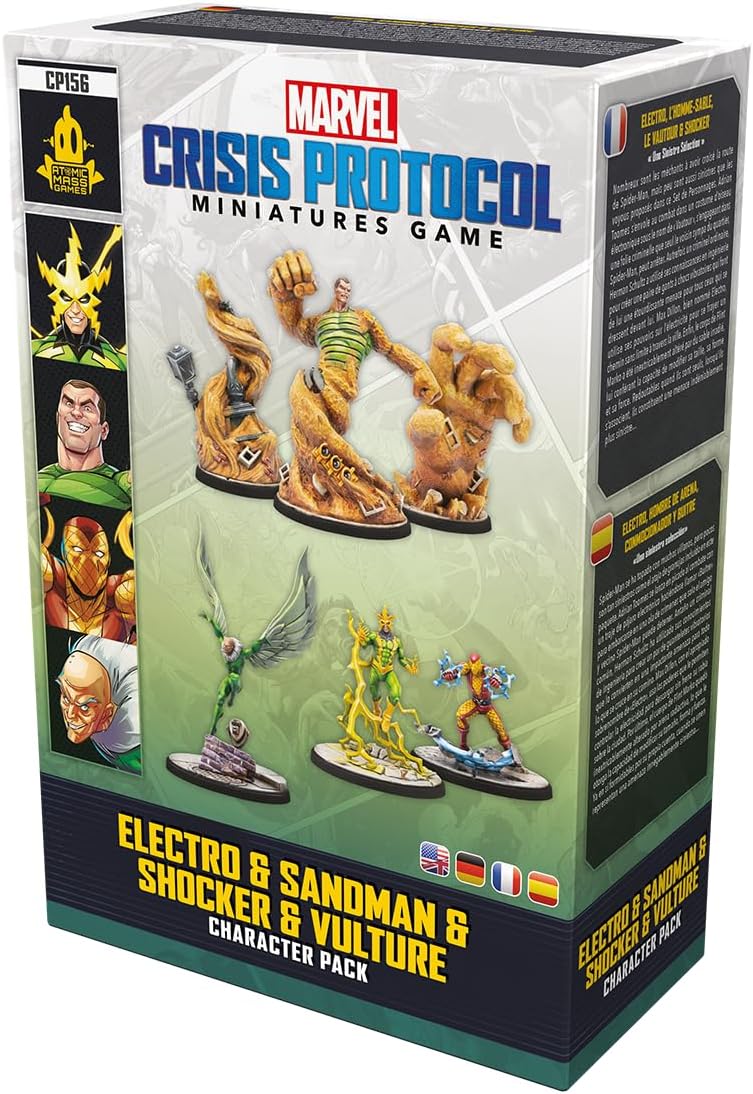 Atomic Mass Games | Marvel Crisis Protocol: Electro & Sandman & Shocker & Vulture | Expansión | A Partir de 14 Años | para 2 Jugadores | 90 Min por Partida | Multilenguaje (Incluye Español