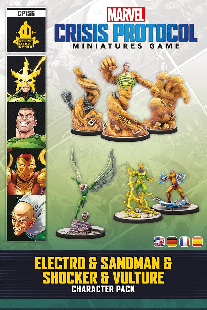 Atomic Mass Games | Marvel Crisis Protocol: Electro & Sandman & Shocker & Vulture | Expansión | A Partir de 14 Años | para 2 Jugadores | 90 Min por Partida | Multilenguaje (Incluye Español