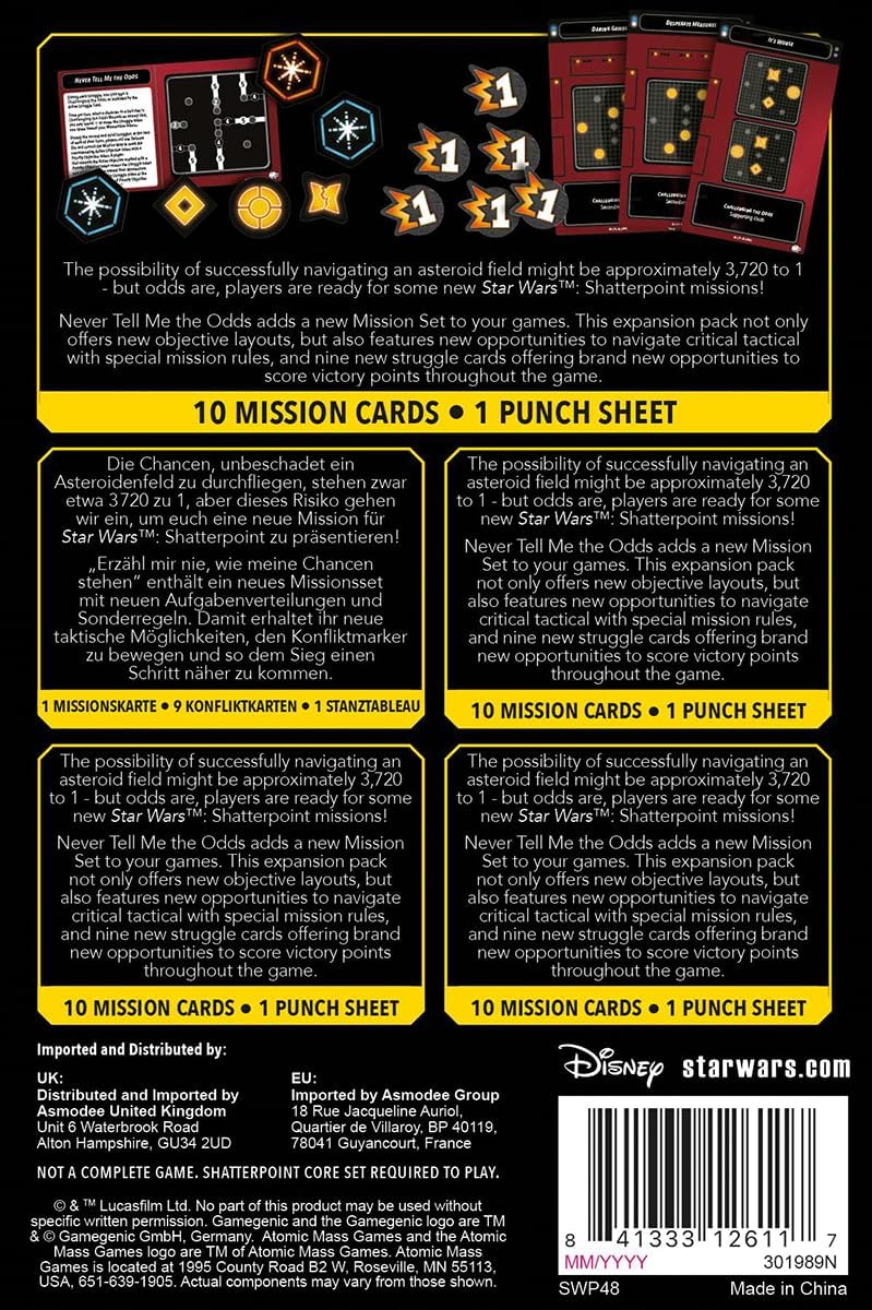 Atomic Mass Games | Never Tell Me The Odds | Mission Pack | Juego de Miniaturas | A Partir de 14 Años | para 2 Jugadores | 90 Minutos por Partida | Multilenguaje (Incluye Español