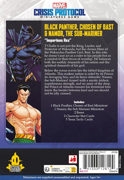 Atomic Mass Games | Marvel Crisis Protocol: Black Panther & Namor | Expansión | Juego de Miniaturas | A Partir de 14 Años | para 2 Jugadores | 90 Minutos por Partida | Multilenguaje (Incluye Español