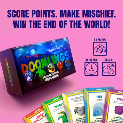 Doomlings Classic Card Game (Base Game) Fun Family Card Game for Adults Teens & Kids for Game Night & Travel Game | 2-6 Players, Ages 10+ Lightning Edition
