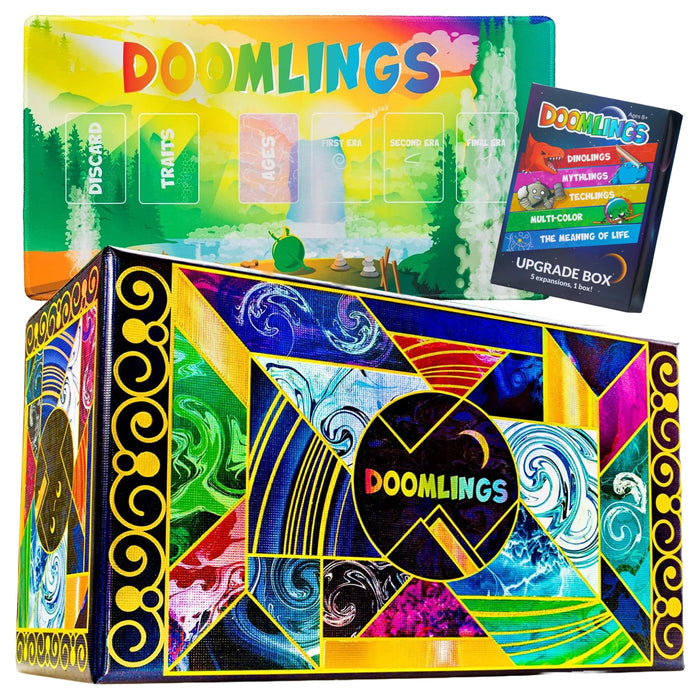 Doomlings Card Game (Deluxe Bundle) Fun Family Card Game for Adults Teens & Kids for Game Night | 2-6 Players, Ages 10+ Includes Playmat, 5 Expansions & More