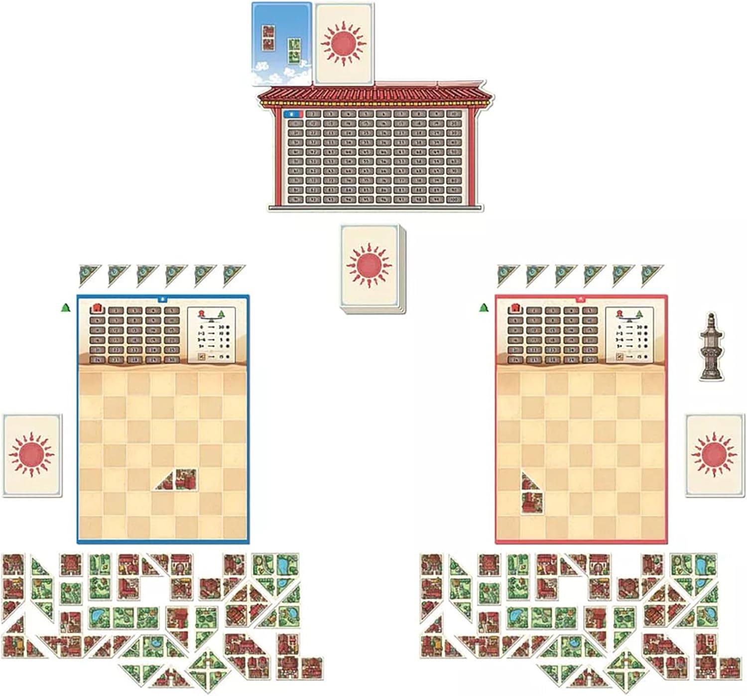 Capstone Games Tangram City - Tile Laying Strategy Board Game, Build Your City, Bring Harmony to The Human & Natural Realm, Ages 10+, 1-5 Players