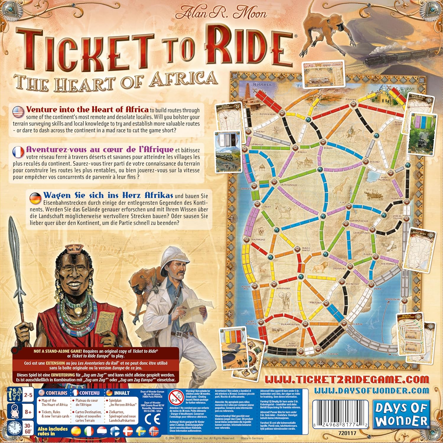 Days of Wonder | Ticket to Ride The Heart of Africa Board Game EXPANSION | Ages 8+ | For 2 to 5 players | Average Playtime 30-60 Minutes
