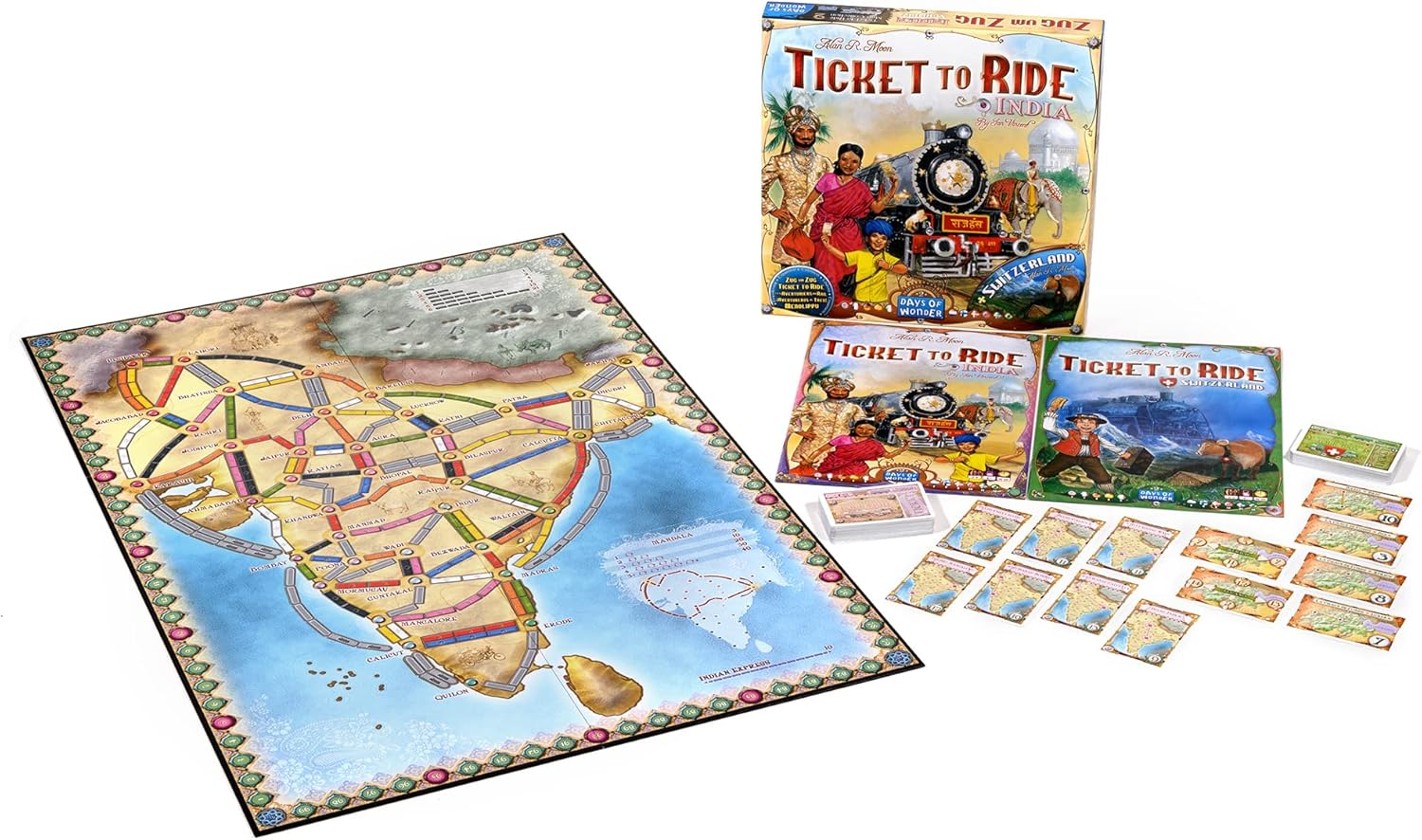 Days of Wonder | Ticket to Ride India Board Game EXPANSION | Ages 8+ | For 2 to 5 players | Average Playtime 30-60 Minutes 3. Map Collection e) Ticket to Ride Map Collection: India Map