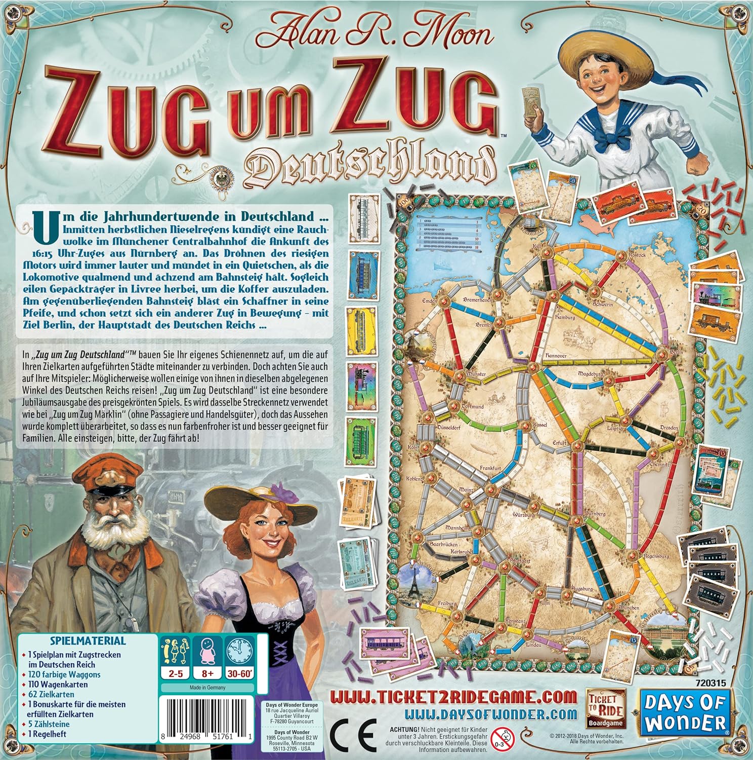 Asmodee 851761 "Ticket to Ride Germany" Game b. Germany 1. Grundspiel