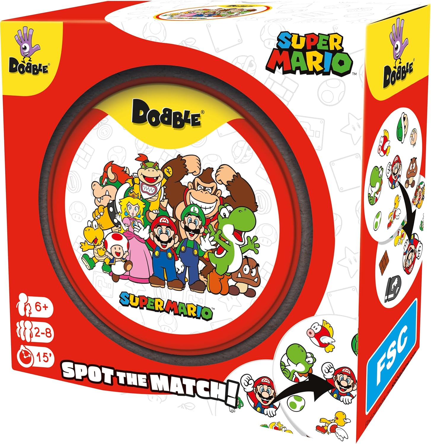 Asmodee | Dobble Super Mario | Family Card Game | Ages 6+ | 2-8 Players | 15 Minutes Playing Time