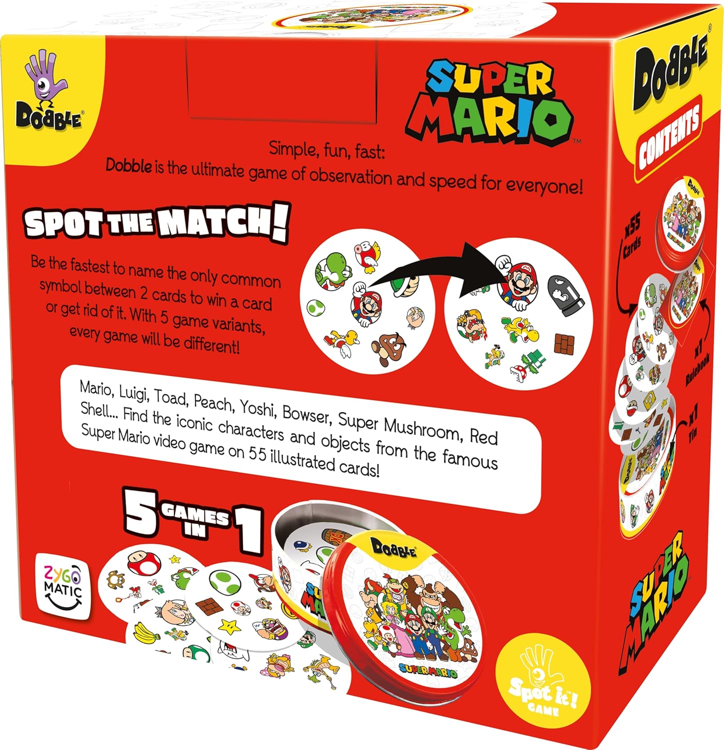 Asmodee | Dobble Super Mario | Family Card Game | Ages 6+ | 2-8 Players | 15 Minutes Playing Time