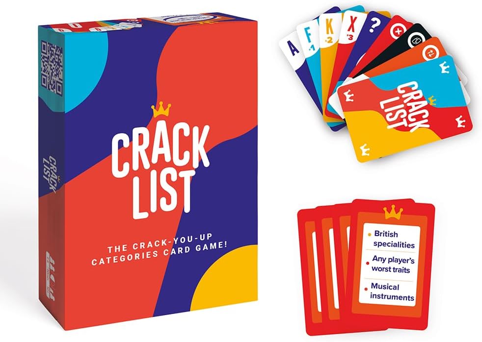 CRACK LIST I Family game I Card Game I 2-8 players I Board Game for Kids 10+ and Adults I 30 minutes Playing Time I Party Game for Family and Friends I English