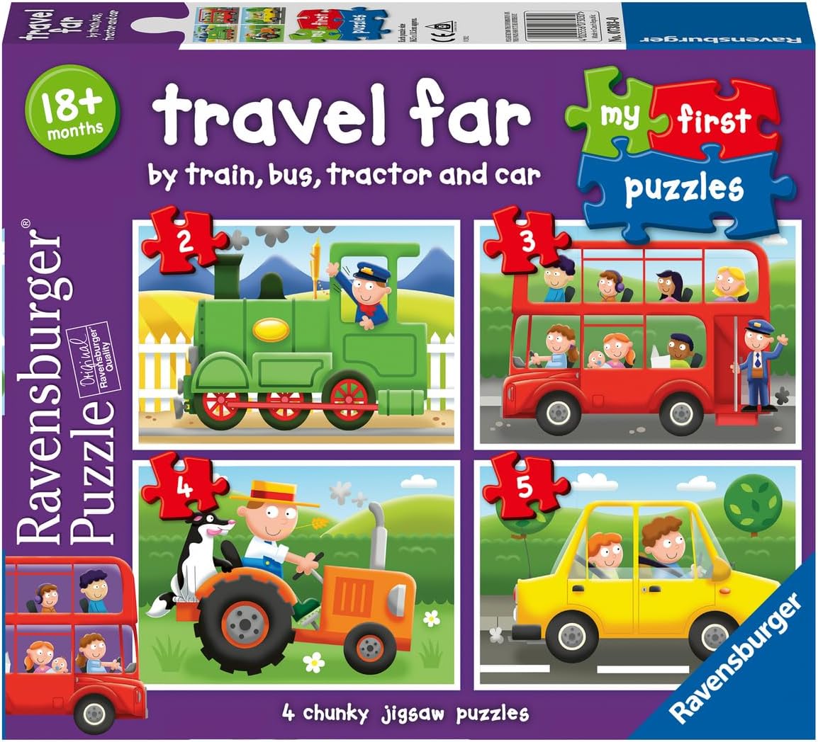 Ravensburger What's The Weather? My First Jigsaw Puzzles for Kids 2 Years Up (2, 3, 4 & 5 Pieces) & Travel Far, My First Jigsaw Puzzles (2, 3, 4 & 5 Piece) Educational Toys