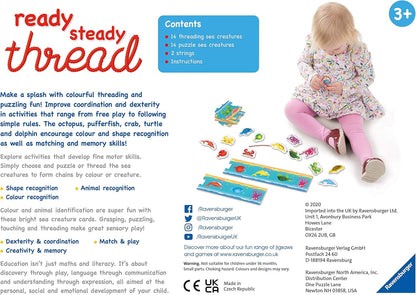 Ravensburger Ready, Steady, Thread Game - Educational Toys For 3 Year Olds and Up - Early Child Development Activity