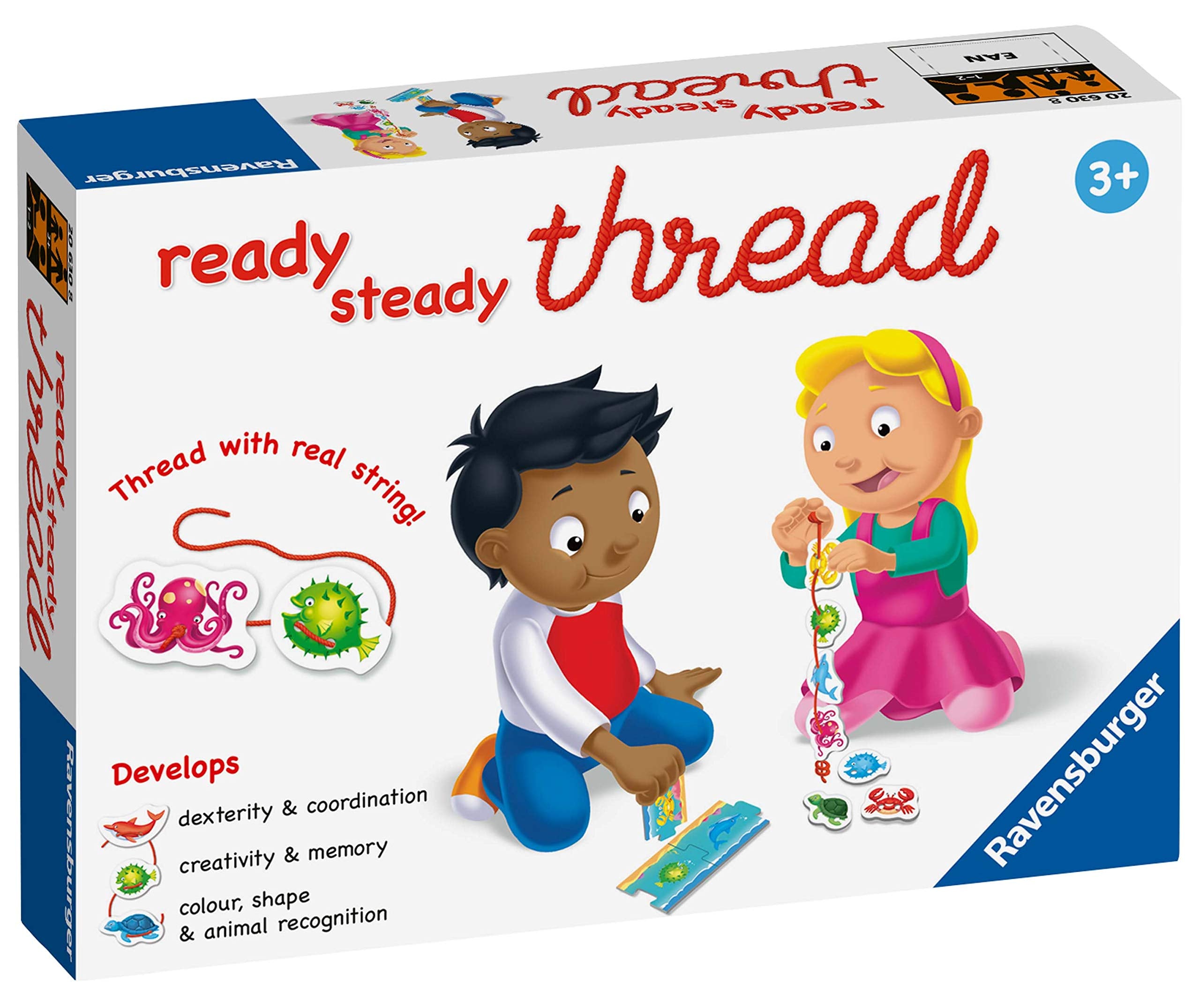 Ravensburger Ready, Steady, Thread Game - Educational Toys For 3 Year Olds and Up - Early Child Development Activity