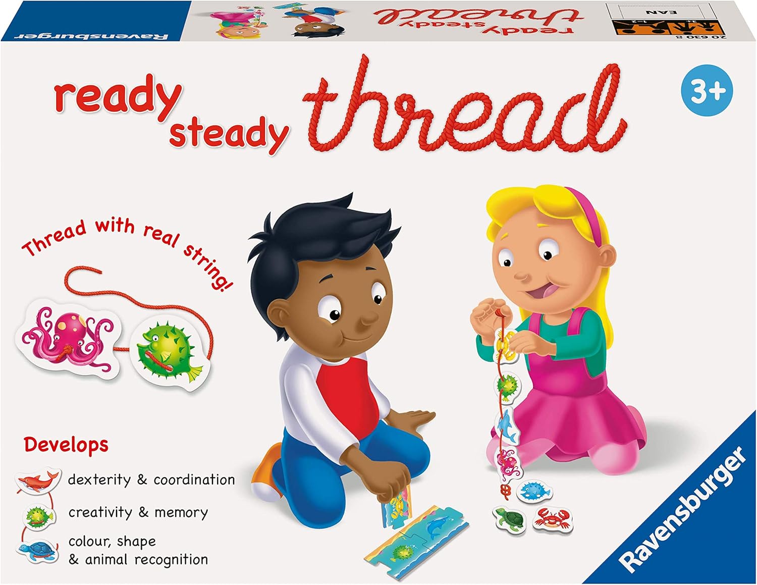 Ravensburger Ready, Steady, Thread Game - Educational Toys For 3 Year Olds and Up - Early Child Development Activity