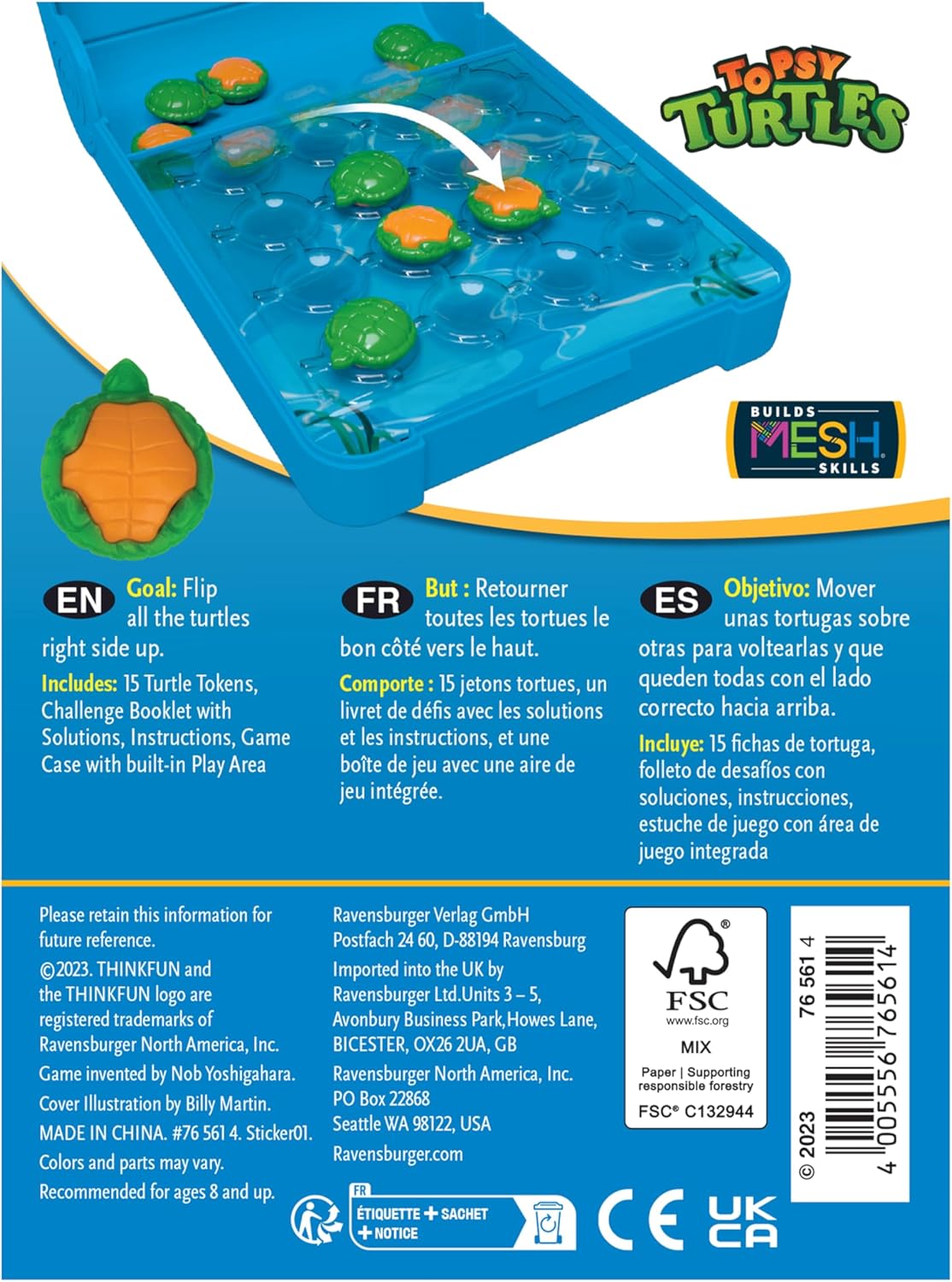ThinkFun Topsy Turtles Flip N' Play Fun Quick Challenge Game for Adults and Kids Age 8 Years Up - New 2024