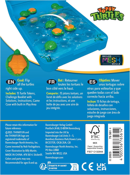ThinkFun Topsy Turtles Flip N' Play Fun Quick Challenge Game for Adults and Kids Age 8 Years Up - New 2024