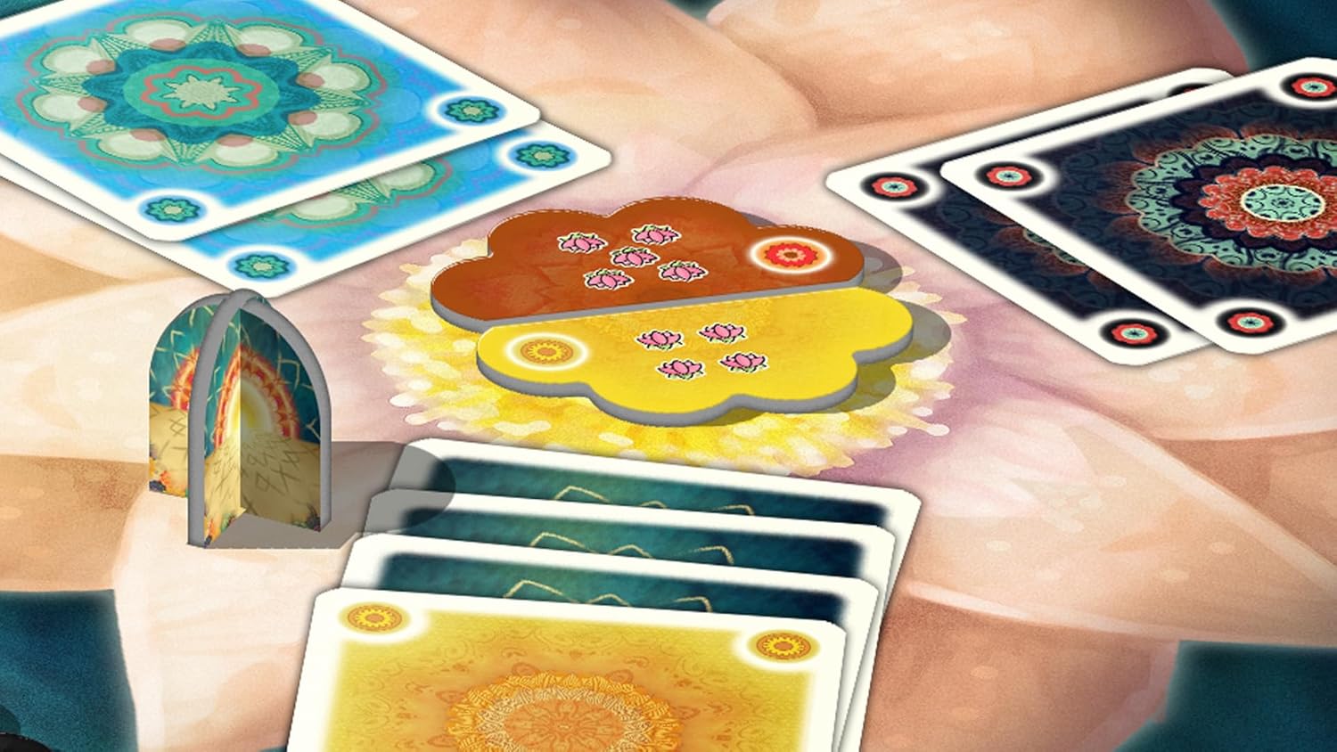 Games Flowers: A Mandala Game - Colorful Strategy Board Game, Tile Placement Game for Kids & Adults, Ages 10+, 2-4 Players, 20-30 Minute Playtime, Made
