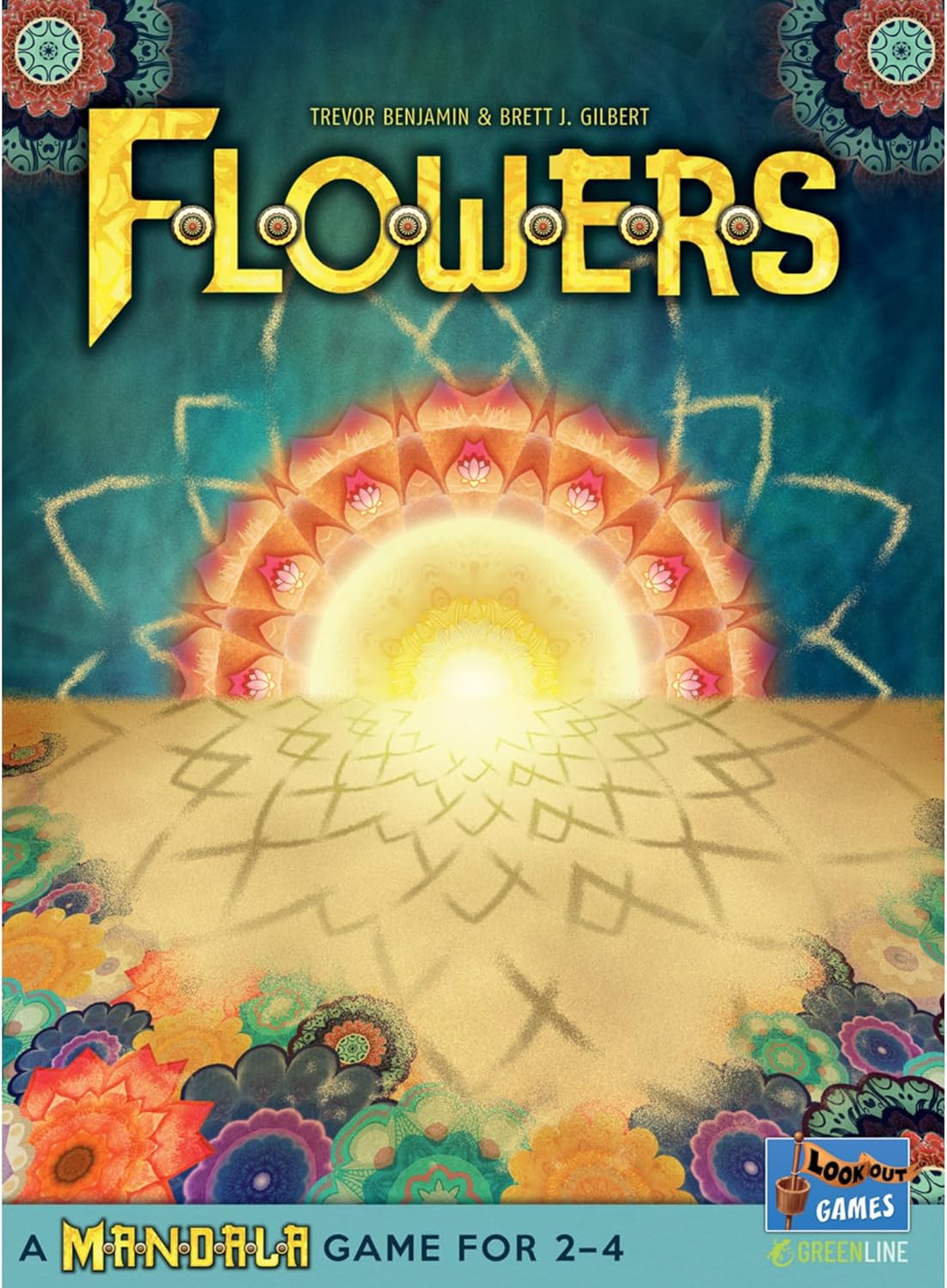 Games Flowers: A Mandala Game - Colorful Strategy Board Game, Tile Placement Game for Kids & Adults, Ages 10+, 2-4 Players, 20-30 Minute Playtime, Made