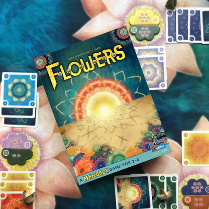 Games Flowers: A Mandala Game - Colorful Strategy Board Game, Tile Placement Game for Kids & Adults, Ages 10+, 2-4 Players, 20-30 Minute Playtime, Made