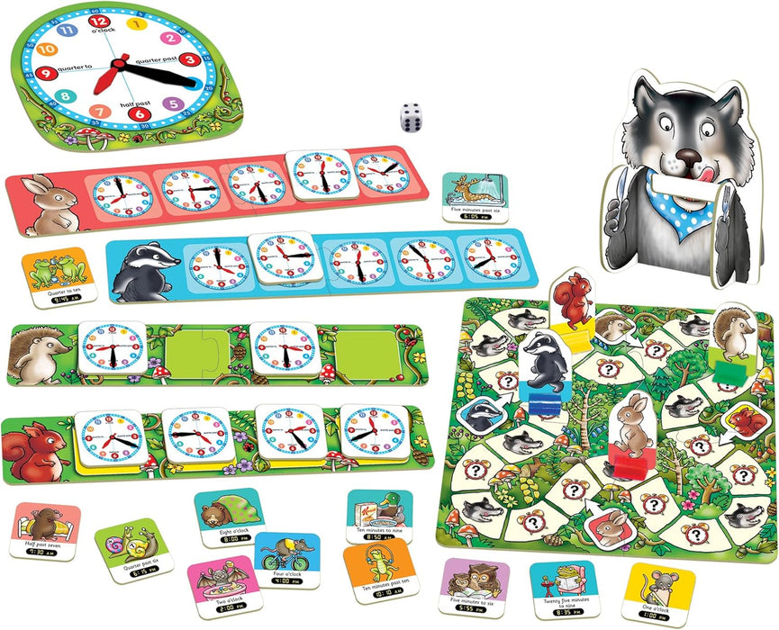 Orchard Toys What's the Time, Mr Wolf Game | Educational Game For Children Aged 5-9 | Two Ways To Play | Teaches Time Telling Skills & 101 Times Tables Heroes Game, Single, Multicolour