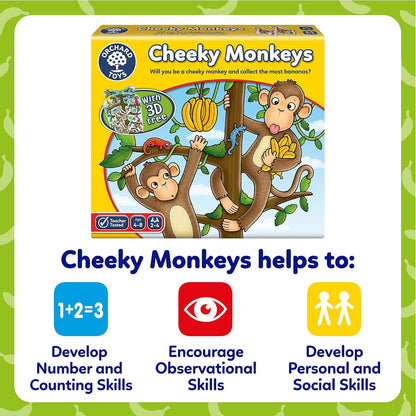 Orchard Toys Cheeky Monkeys Family Game, A Fun Game of Chance, Perfect for Kids Age 4-8, Educational Toy Single