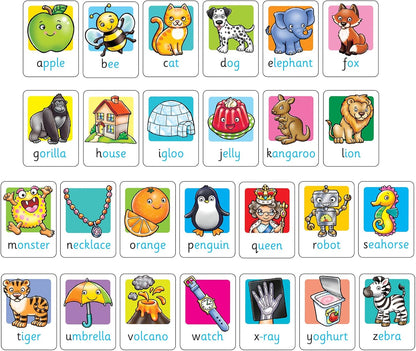 Orchard Toys Alphabet Flashcards, 26 Educational Double-sided Flashcards, Teach the Letters of the Alphabet, Perfect for Kids Age 3-7, Educational Toy, Kiwi Lime Green