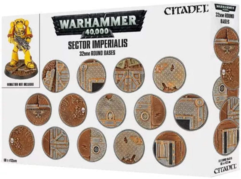 GAMES WORKSHOP 99120199039" Sector Imperialis Sixty Round Bases Action Figure, Black, 32 mm