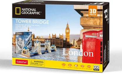 University Games 7655 Games National Geographic Tower Bridge 3D Puzzle, Multicolored