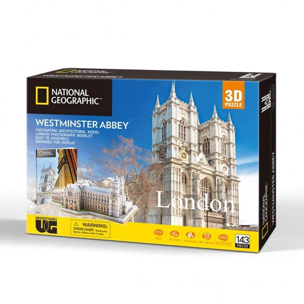 University Games 7685 National Geographic Westminster Abbey 3D Puzzle, Multicolored