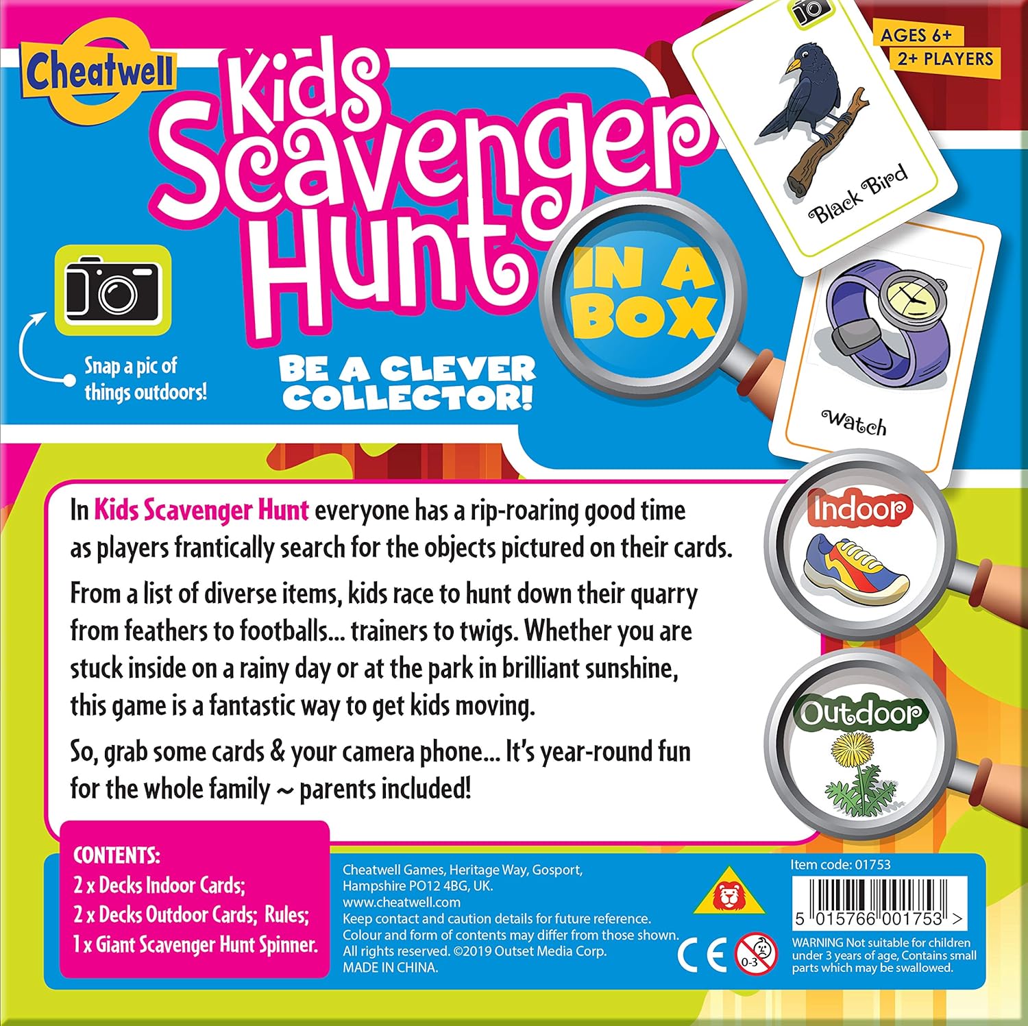 Kids Scavenger Hunt - Children's Game - Ages 6+ - Indoor and Outdoor Scavenger Hunt Game - Develops Gross Motor Skills - for 2 or More Players Individually or Team Play