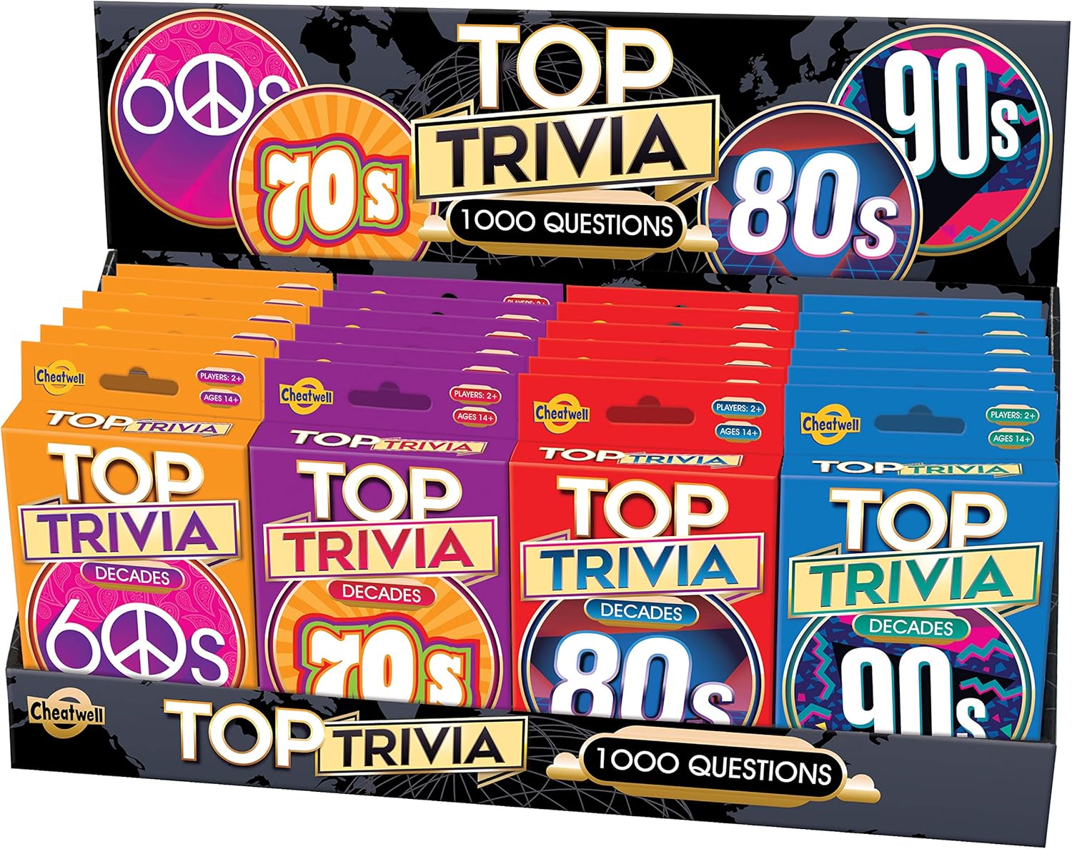 Cheatwell Games Top Trivia 1960's - A Decade of Trivia Travel Pack Card Game - 1000 Quiz Questions - For Ages 14 and up
