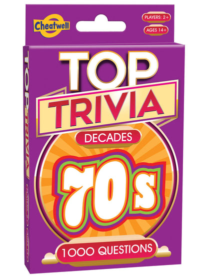 Cheatwell Games Top Trivia 1970's - A Decade of Trivia Travel Pack Card Game - 1000 Quiz Questions - For Ages 14 and up Top Trivia The 70's