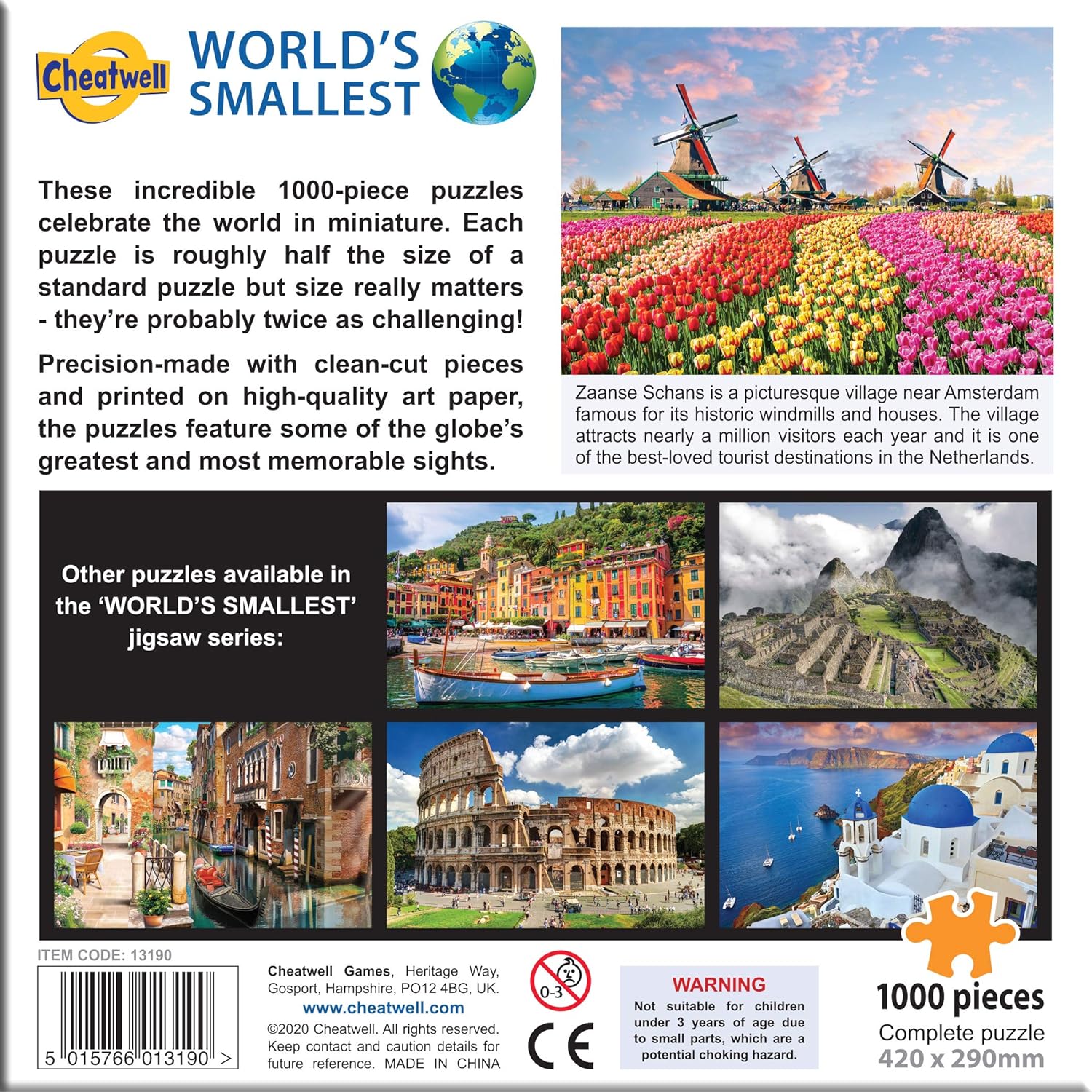 Cheatwell Games World's Smallest 1000 Piece Puzzle Dutch Windmills