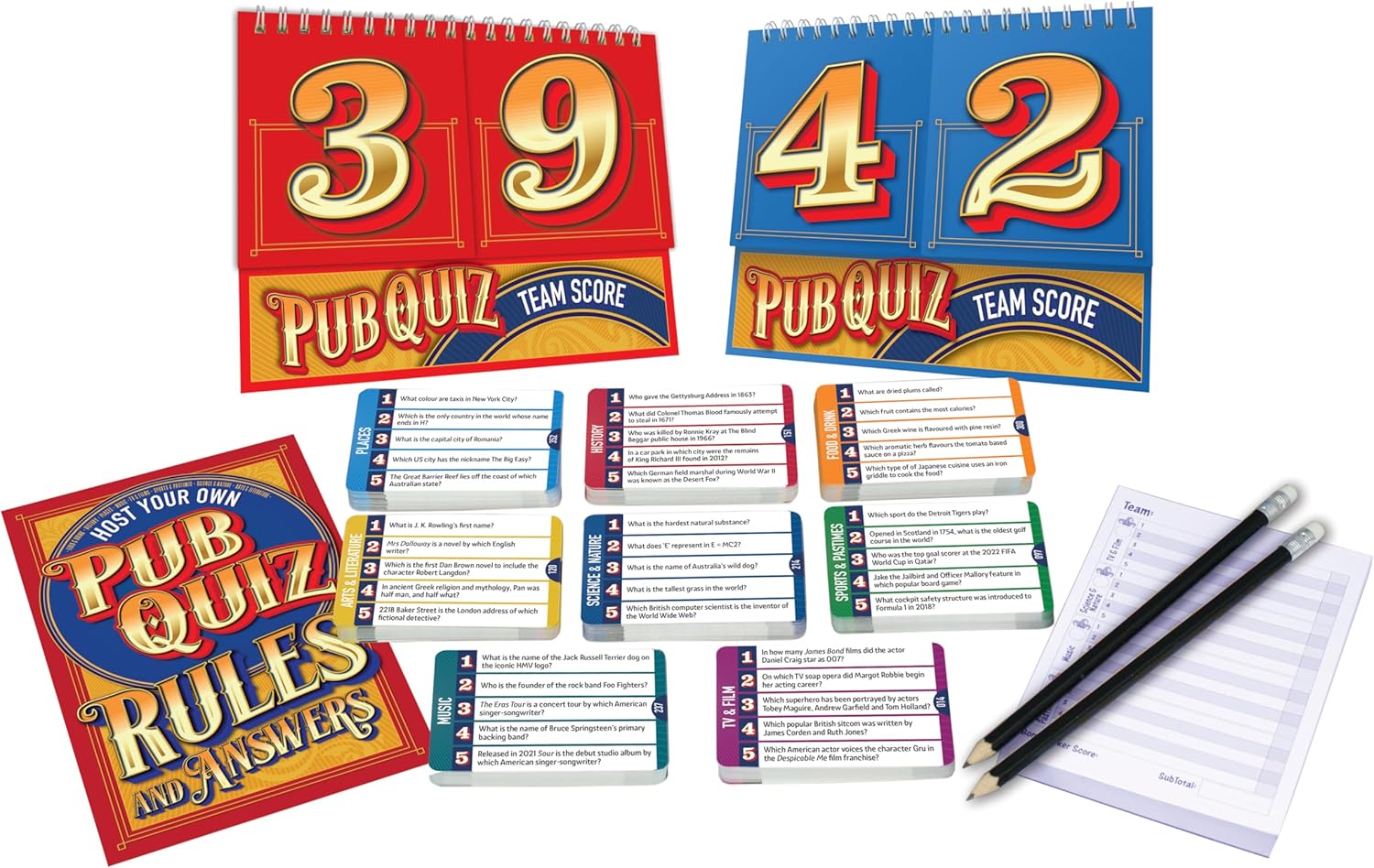 Cheatwell Games Host Your Own Pub Quiz - 2000 Trivia Questions Written For British Pub Quizzers - With Score Chart, Answer Pads & Pencils, ages 14+