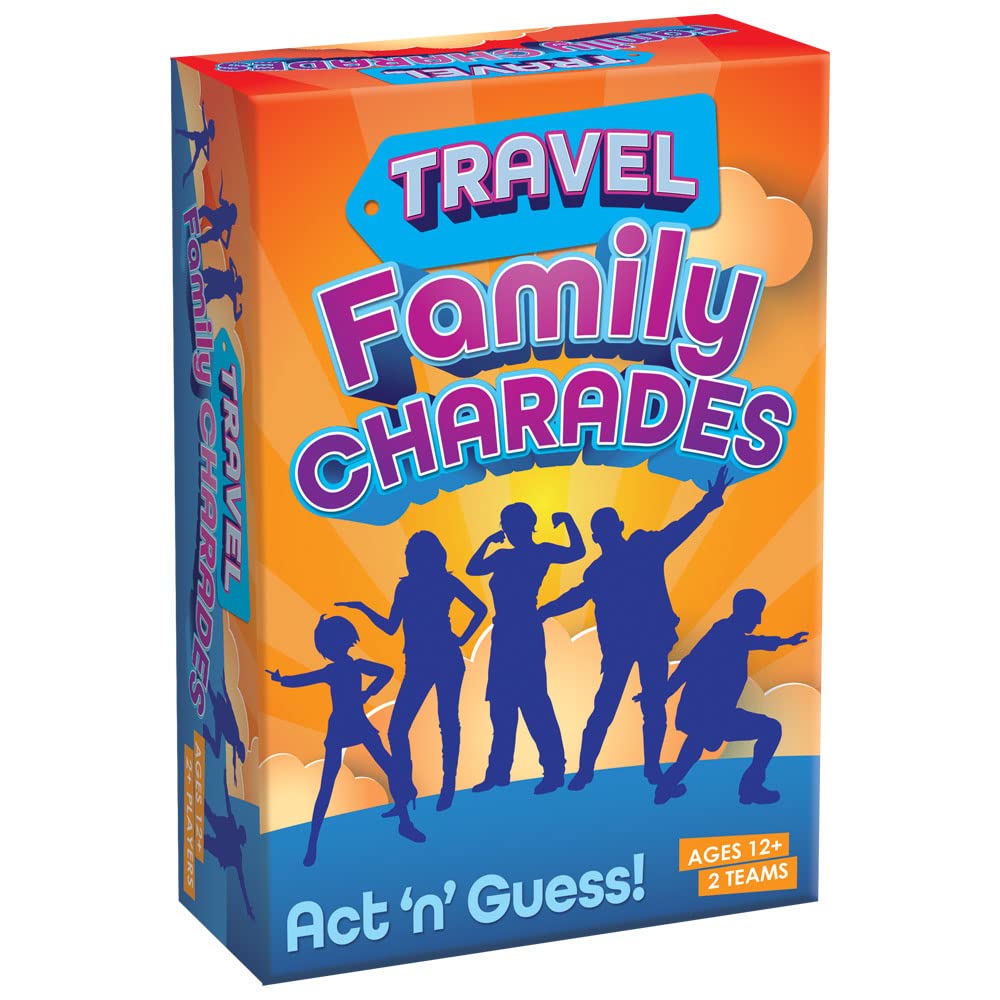 Cheatwell Games Travel Family Charades - Miming Games - Kids Games - Games for Adults - Great Travel Games and Road Trip Games