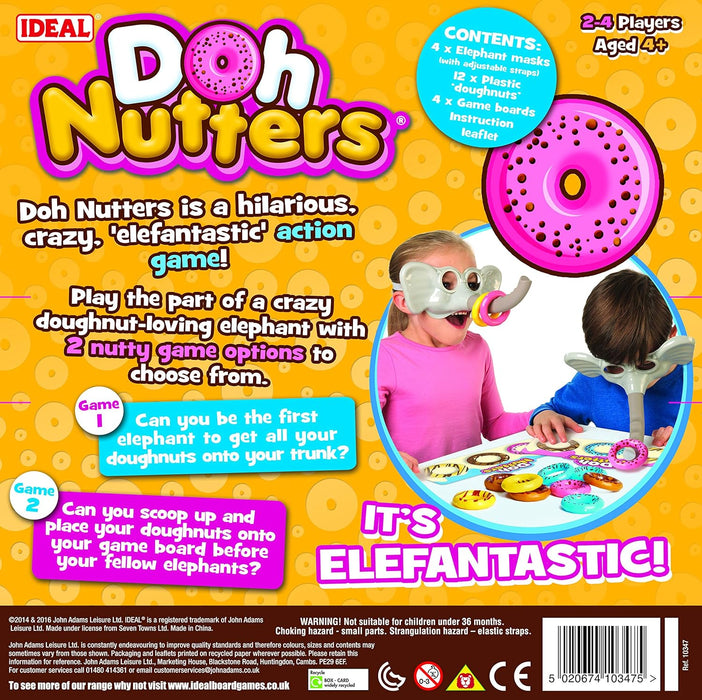Ideal , Doh Nutters: The elefantastic Game of Picking up Doughnuts!, Kids Games, for 2-4 Players, Ages 4+