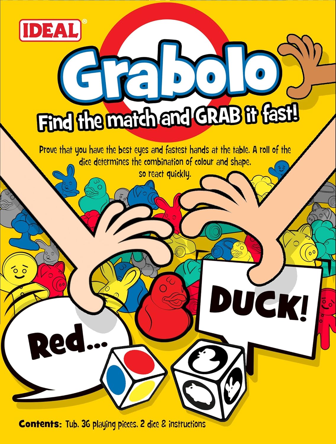 IDEAL, Grabolo: Find The Match and Grab it Fast Reaction Game!, Quick Play Family Game, For 3-6 Players, Ages 4+