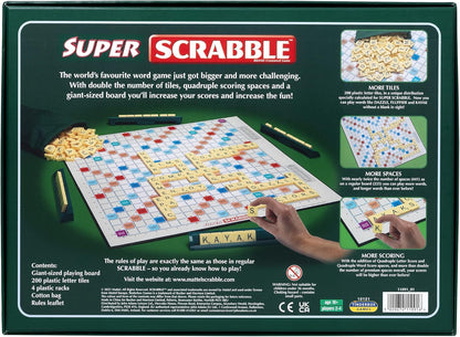 Super Scrabble: Twice as Many Tiles and a Giant-Sized Board, Classic Games, For 2-4 Players, Ages 10+