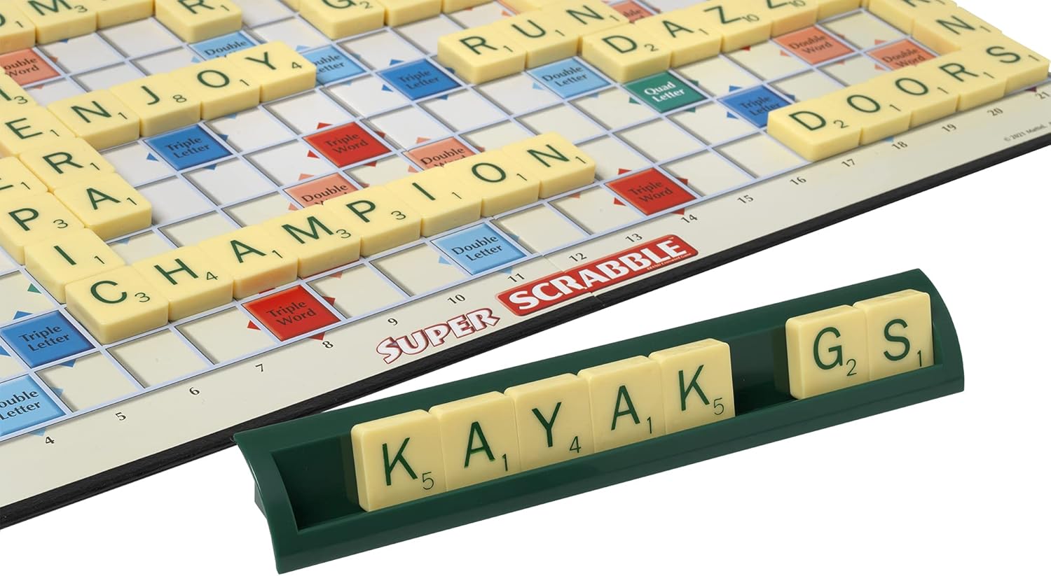 Super Scrabble: Twice as Many Tiles and a Giant-Sized Board, Classic Games, For 2-4 Players, Ages 10+