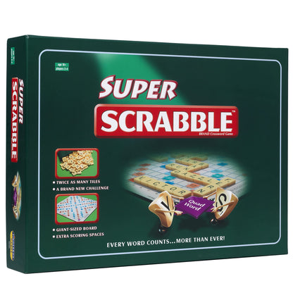 Super Scrabble: Twice as Many Tiles and a Giant-Sized Board, Classic Games, For 2-4 Players, Ages 10+