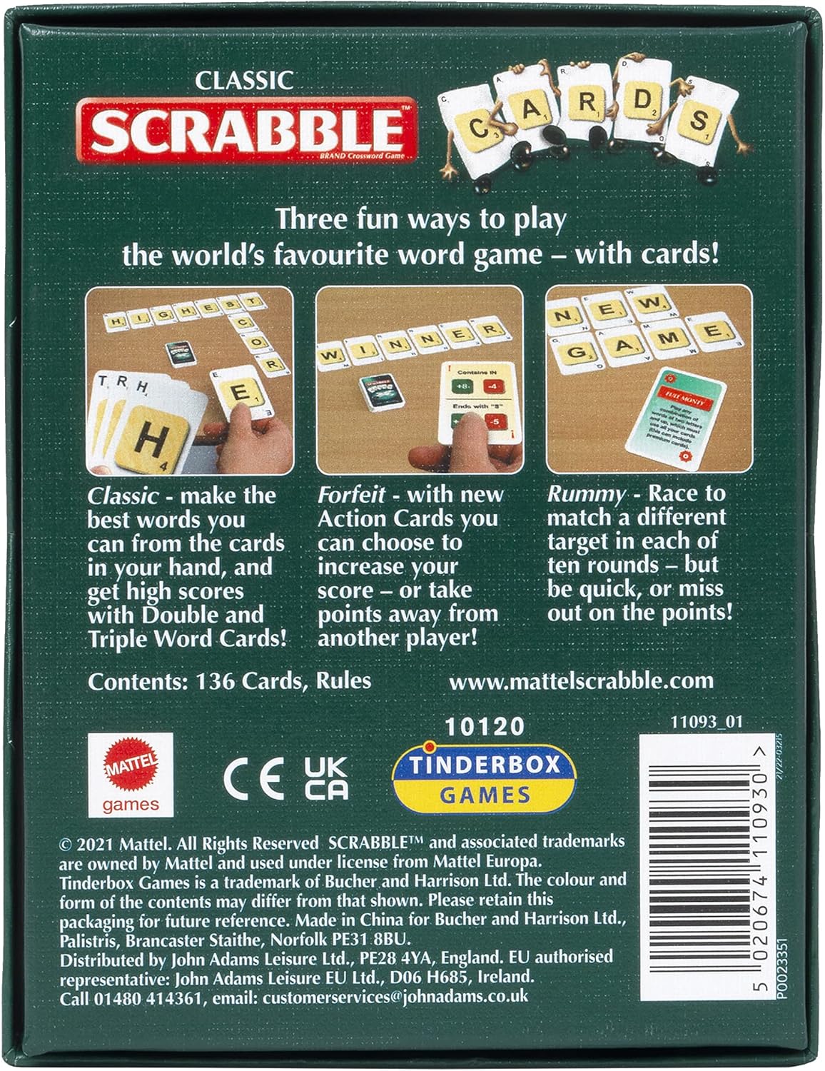 Scrabble Cards: the fast, fun way to make every word count, with 3 ways to play! | Classic Games | For 2-4 Players | Ages 10+, Red