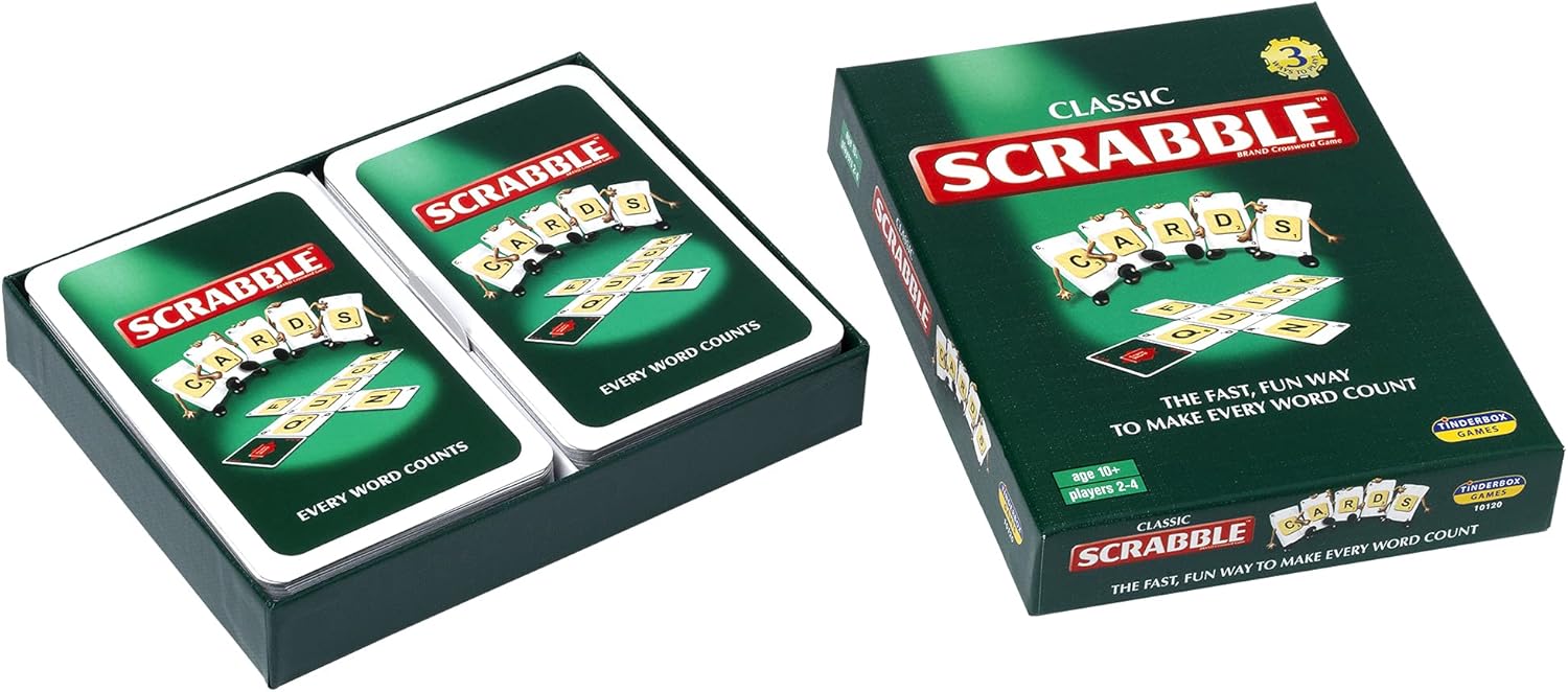 Scrabble Cards: the fast, fun way to make every word count, with 3 ways to play! | Classic Games | For 2-4 Players | Ages 10+, Red