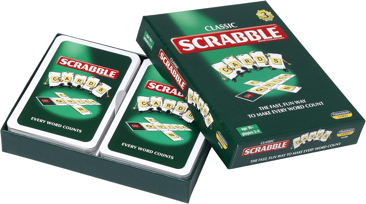 Scrabble Cards: the fast, fun way to make every word count, with 3 ways to play! | Classic Games | For 2-4 Players | Ages 10+, Red