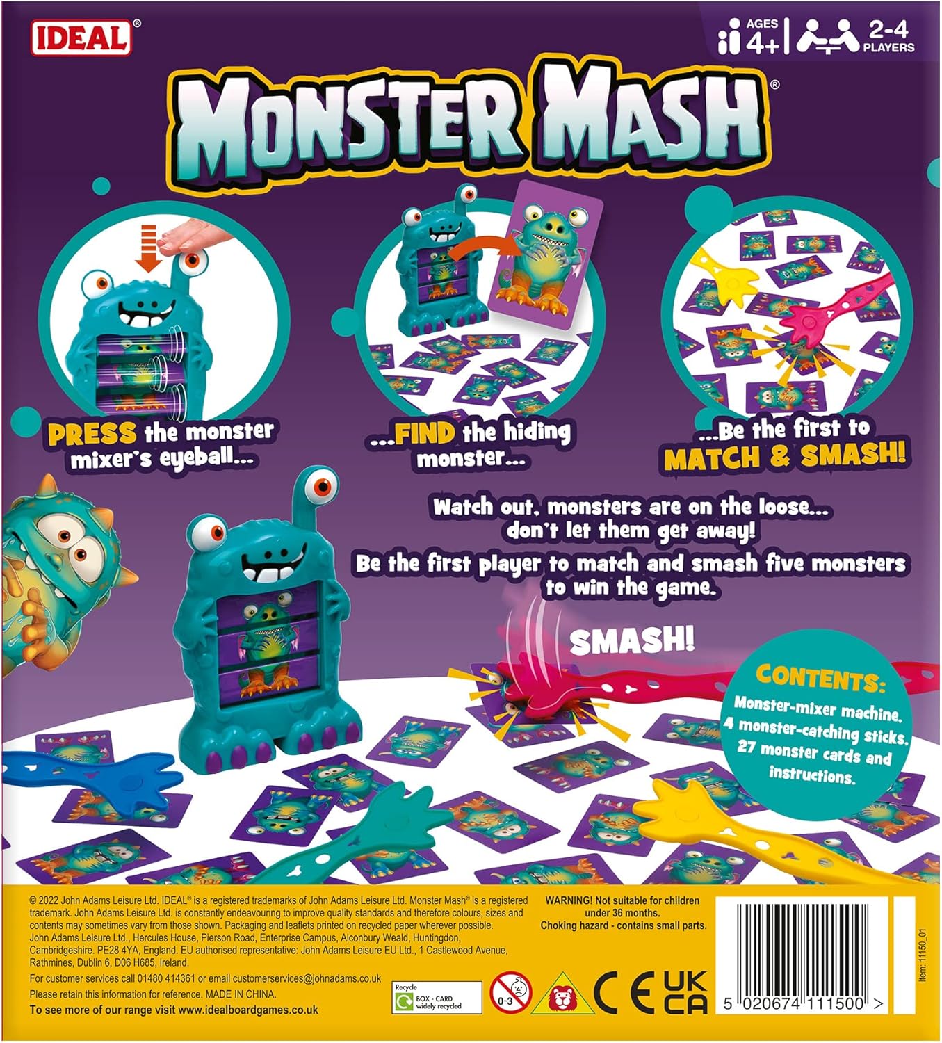 IDEAL | Monster Mash: The monster matching, speedy-smashing game | Kids Games | For 2-4 Players | Ages 4+