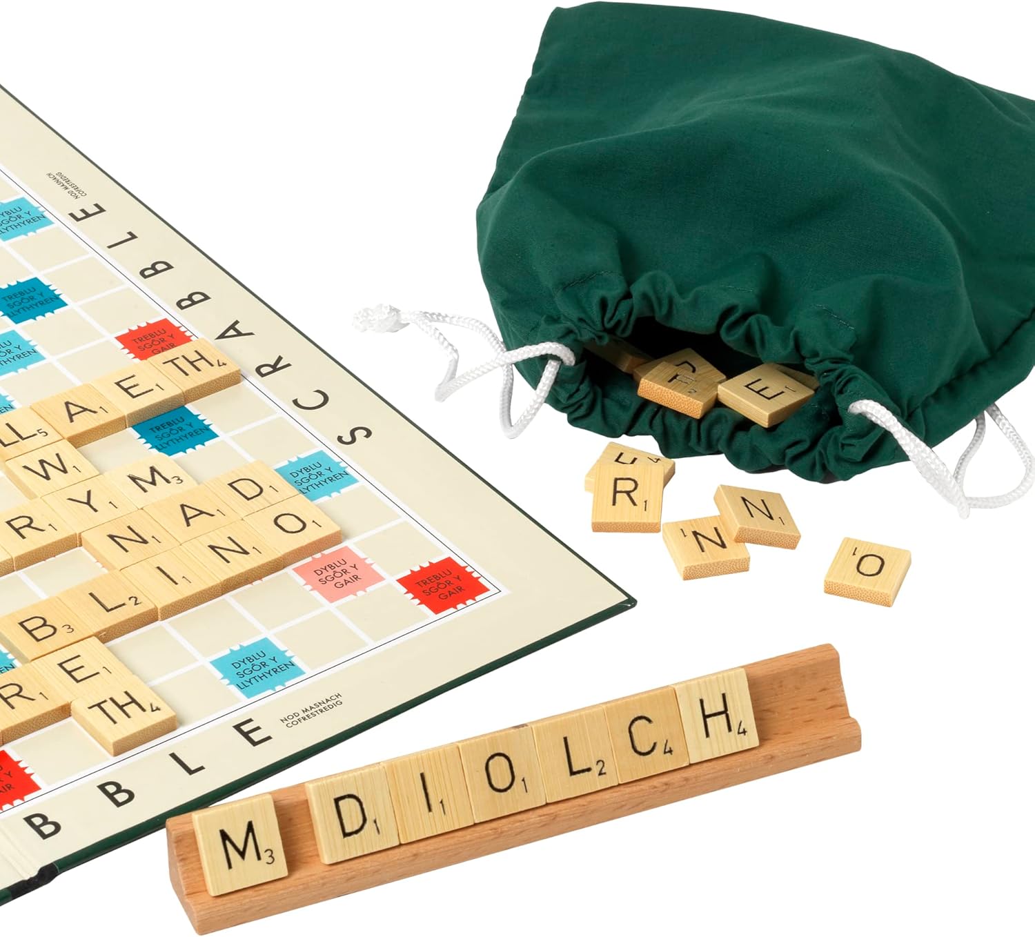 Ideal | Scrabble Classic: a reproduction of the original 1950's design with wooden tiles - Welsh Edition | Classic Games | For 2-4 Players | Ages 10+
