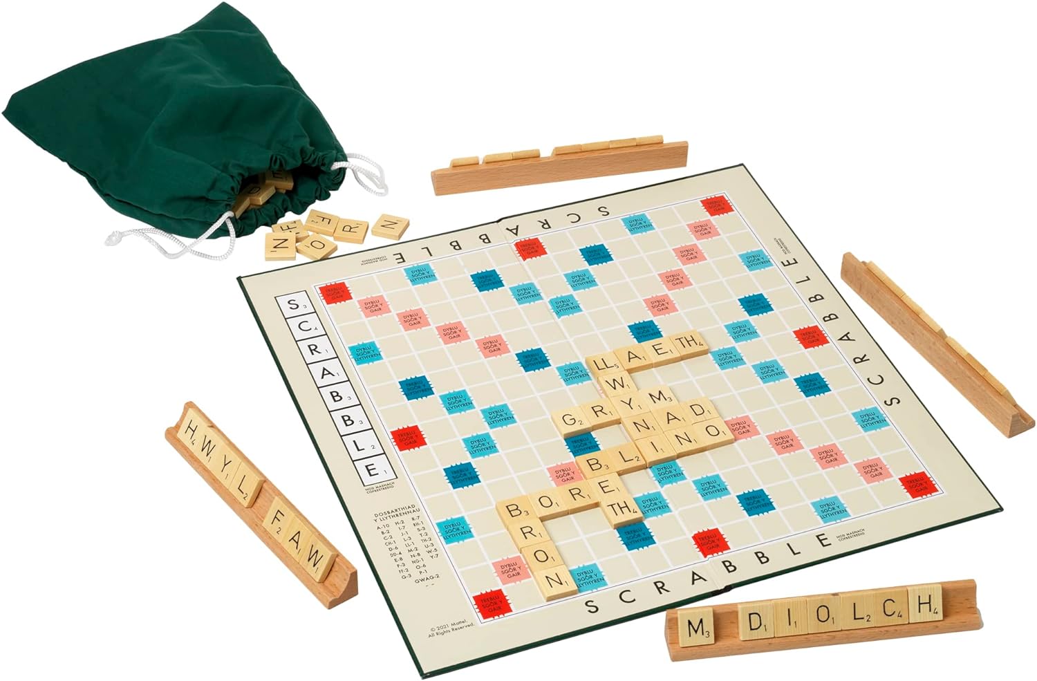Ideal | Scrabble Classic: a reproduction of the original 1950's design with wooden tiles - Welsh Edition | Classic Games | For 2-4 Players | Ages 10+